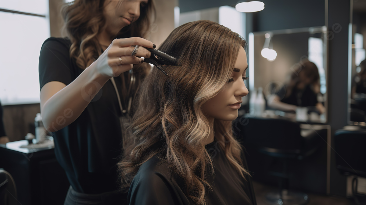 pngtree girl getting her hair done in a salon picture image_3184932